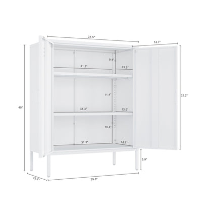 White Steel Accent Cabinet - 31.5" Storage Cabinet