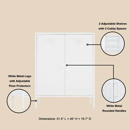 White Steel Accent Cabinet - 31.5" Storage Cabinet