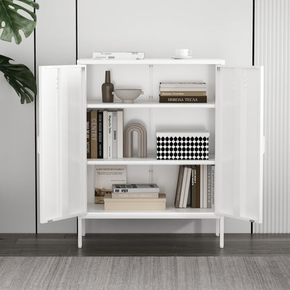 White Steel Accent Cabinet - 31.5" Storage Cabinet