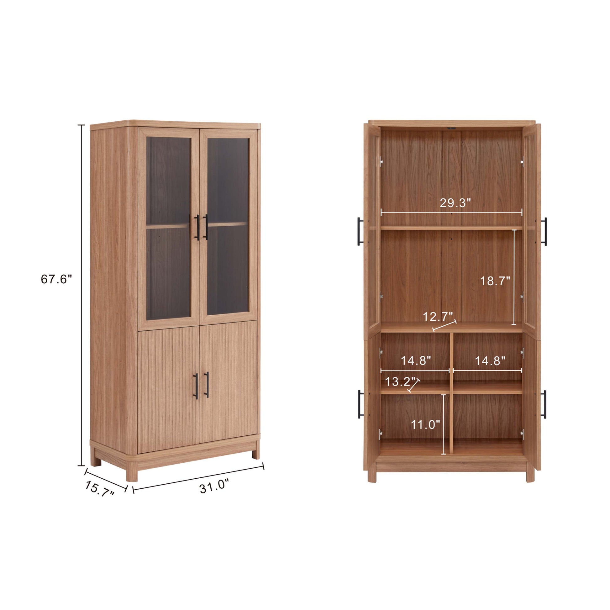 31" Maple Engineered Wood Bookcase Cabinet - Home Office Storage