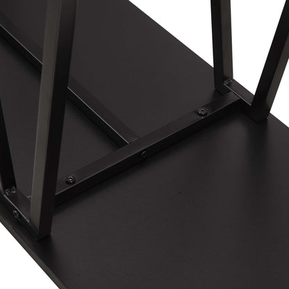 Black MDF Console Table - 47" Long Storage Shelf