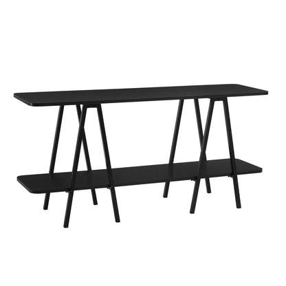 Black MDF Console Table - 47" Long Storage Shelf