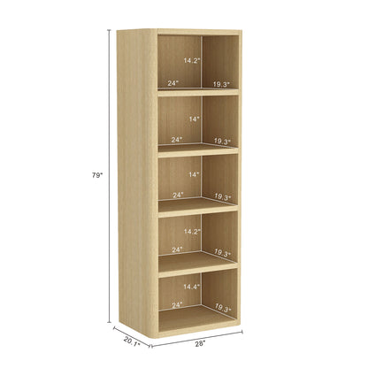 Oak Open Bookcase - 28" Length Display Shelving for Living Room