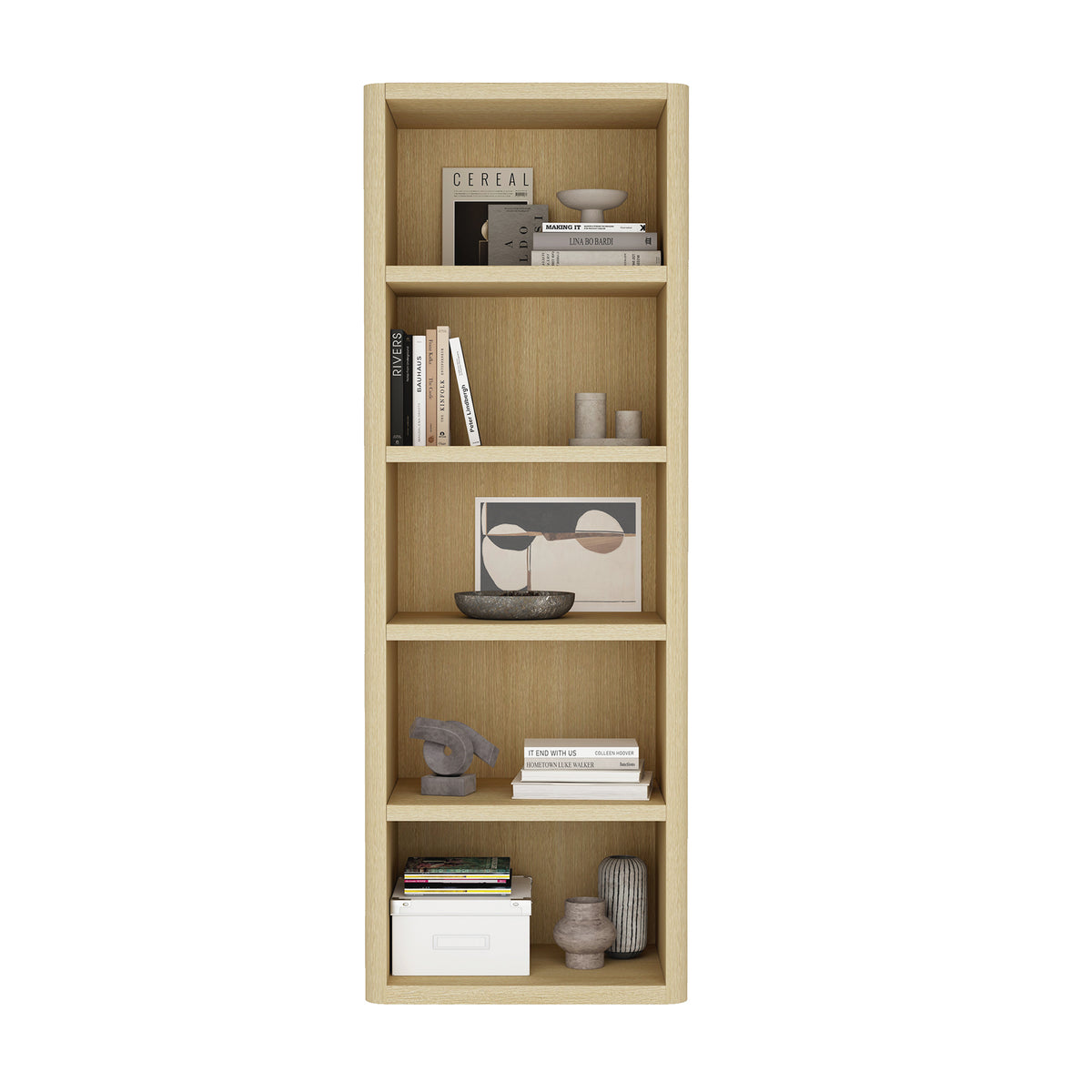 Oak Open Bookcase - 28" Length Display Shelving for Living Room