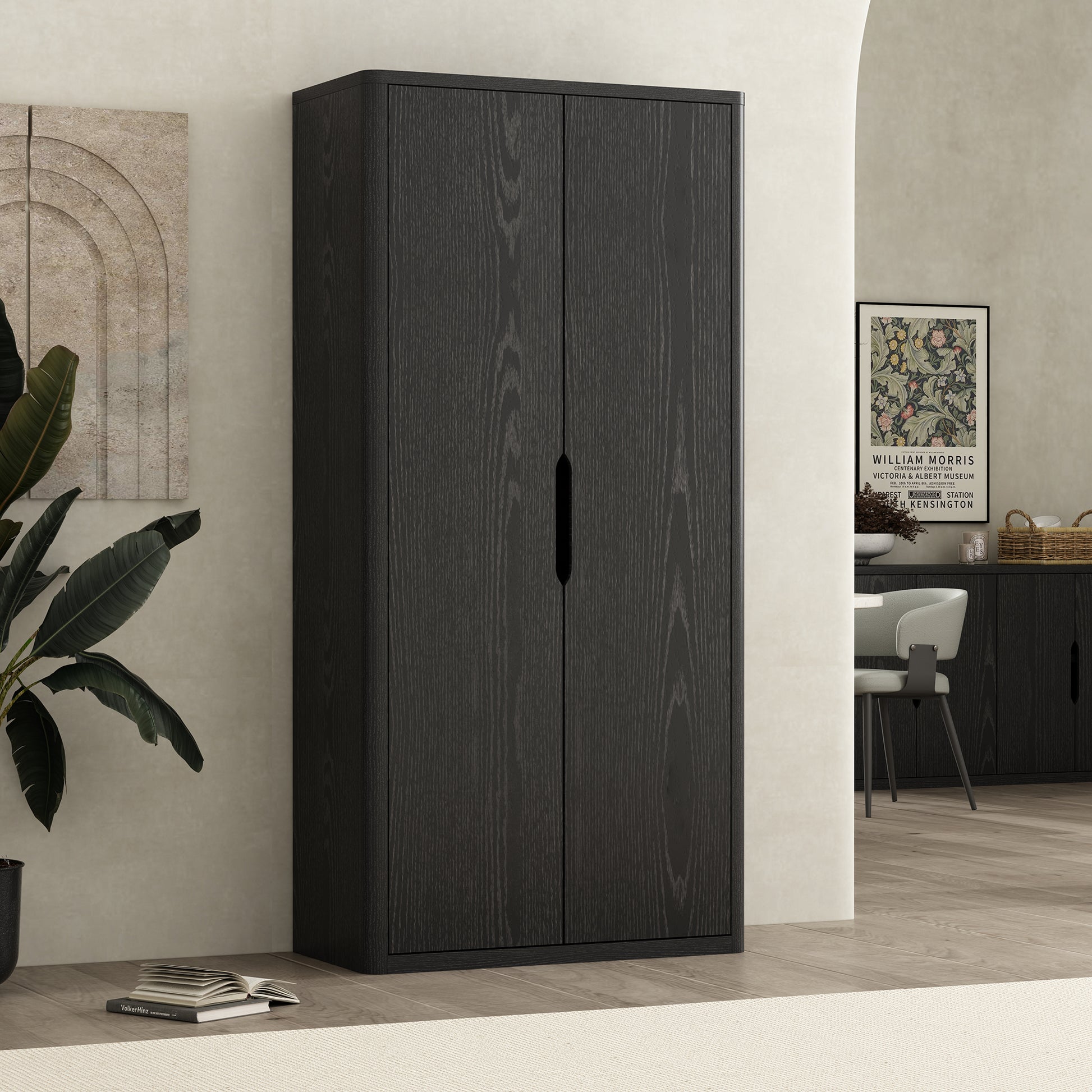 Black Bookcase Cabinet - 38" Storage Shelf