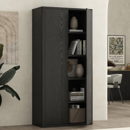 Black Bookcase Cabinet - 38" Storage Shelf