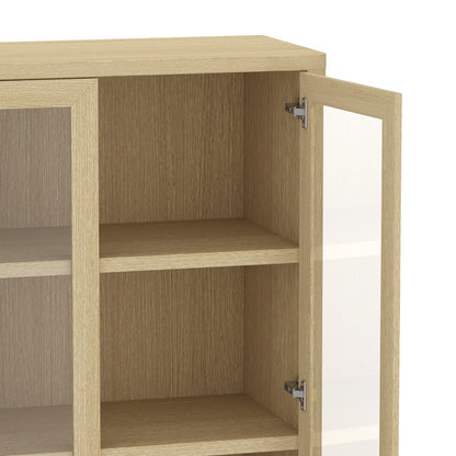 Natural Oak Bookcase Cabinet - 38" Storage