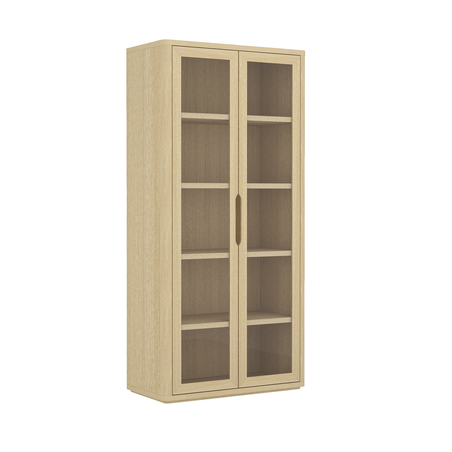 Natural Oak Bookcase Cabinet - 38" Storage