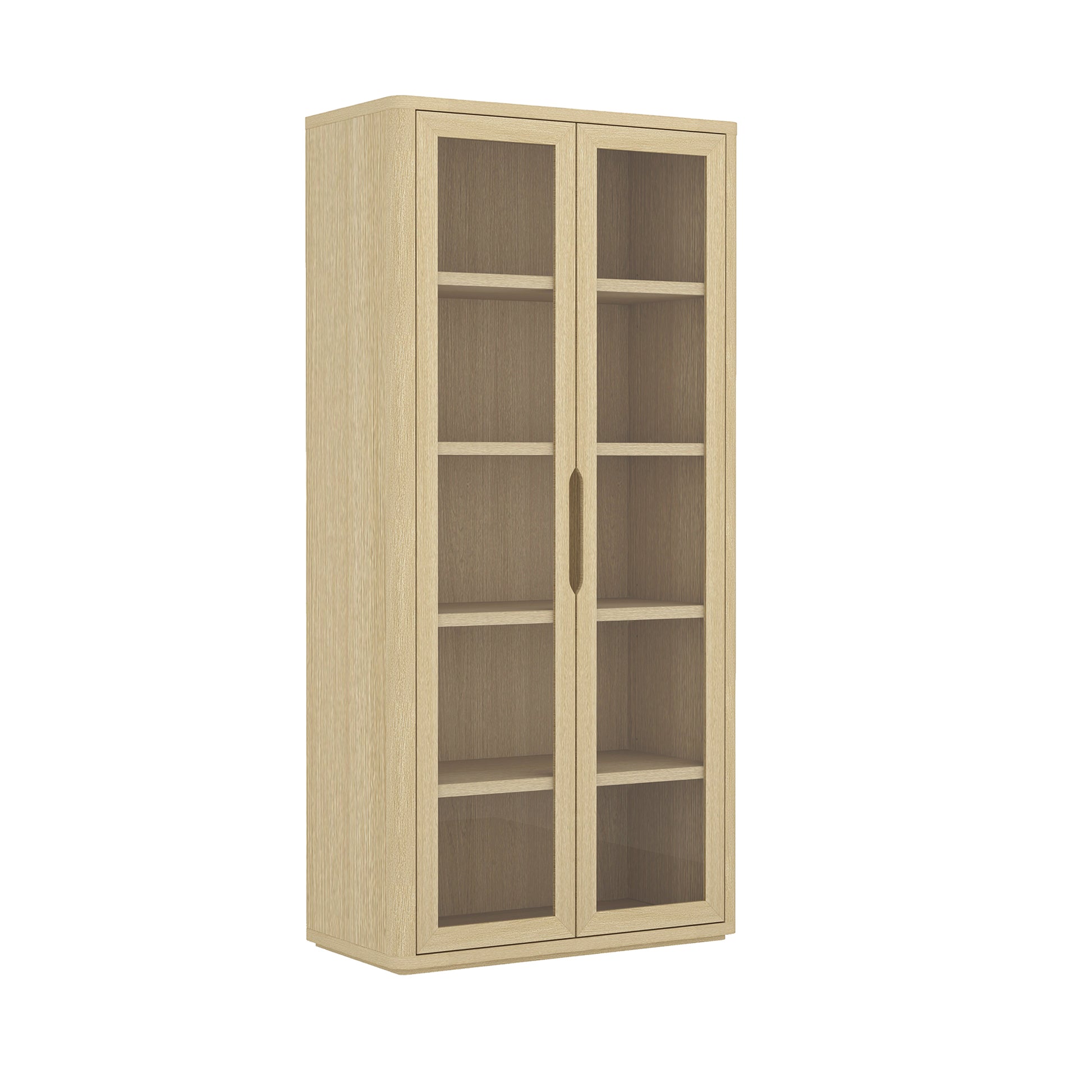 Natural Oak Bookcase Cabinet - 38" Storage