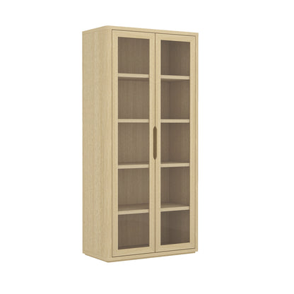 Natural Oak Bookcase Cabinet - 38" Storage