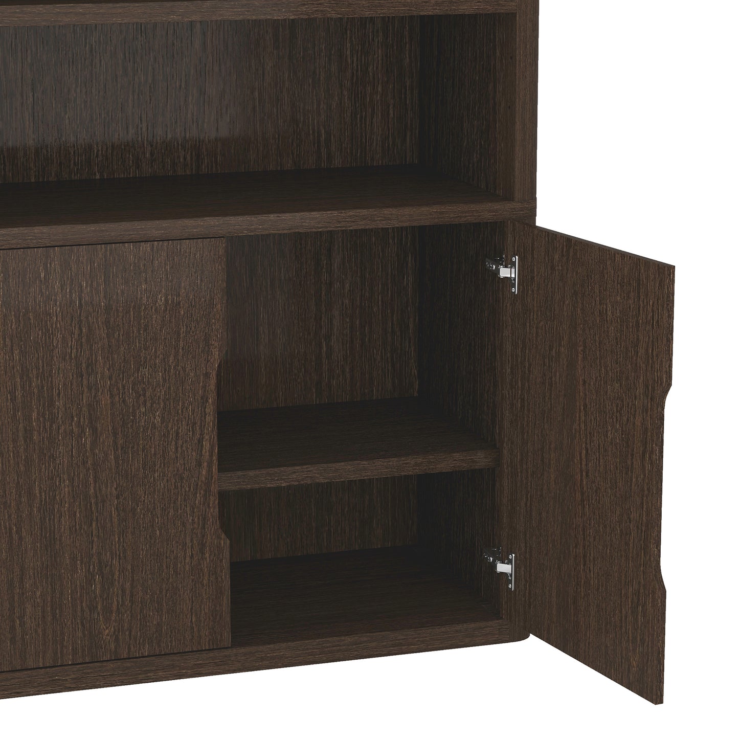 Walnut Bookcase Cabinet - 40.2" Storage
