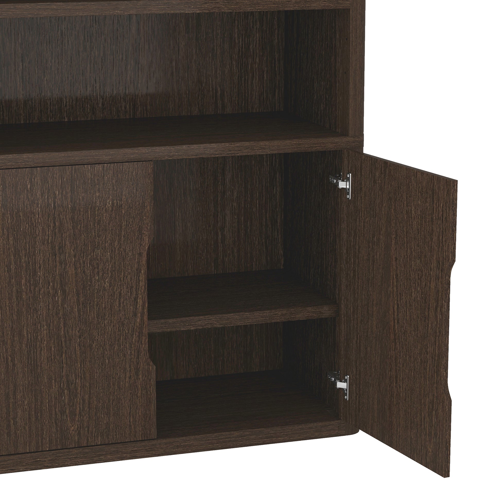 Walnut Bookcase Cabinet - 40.2" Storage