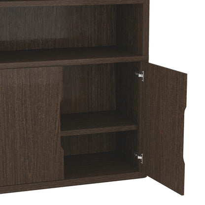 Walnut Bookcase Cabinet - 40.2" Storage