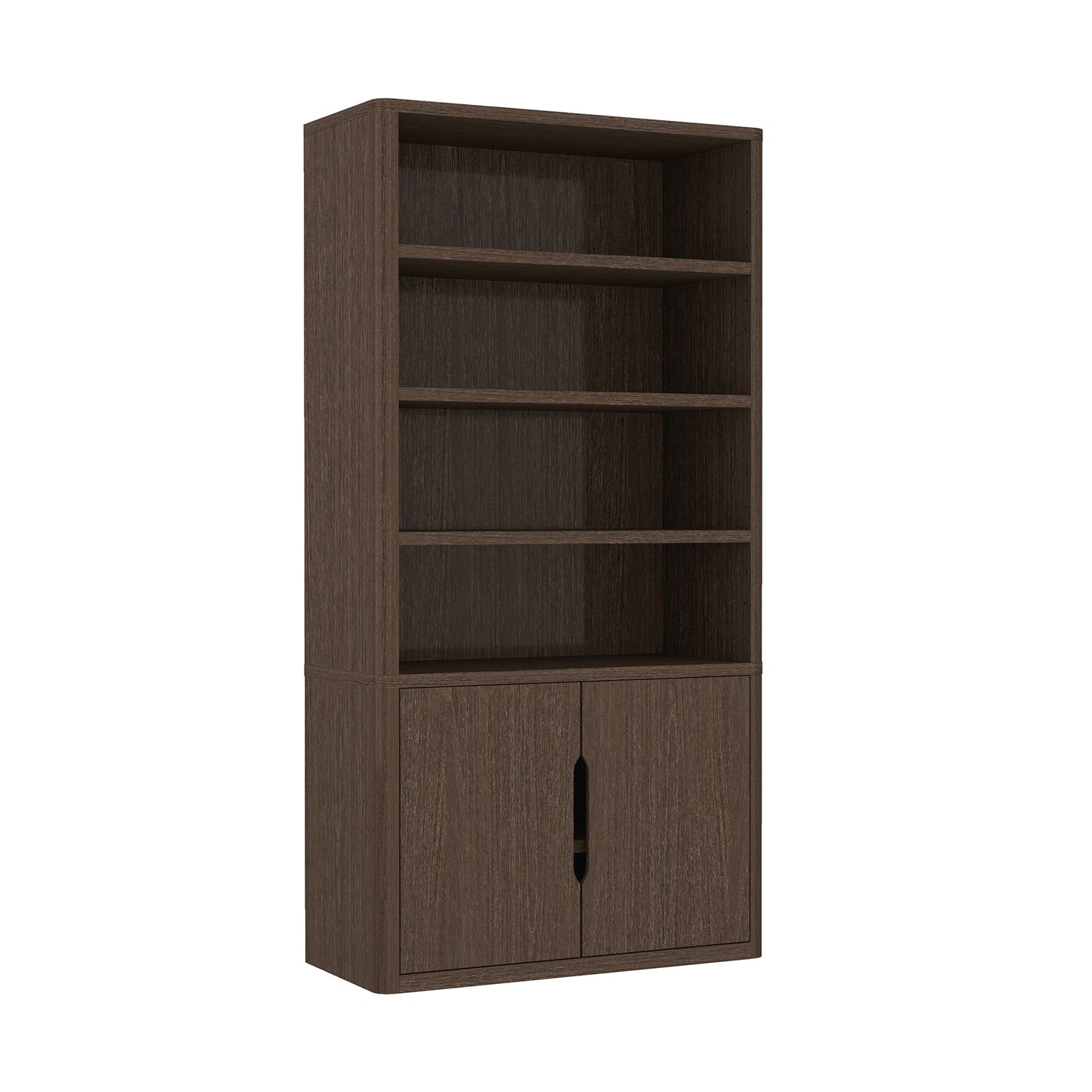 Walnut Bookcase Cabinet - 40.2" Storage