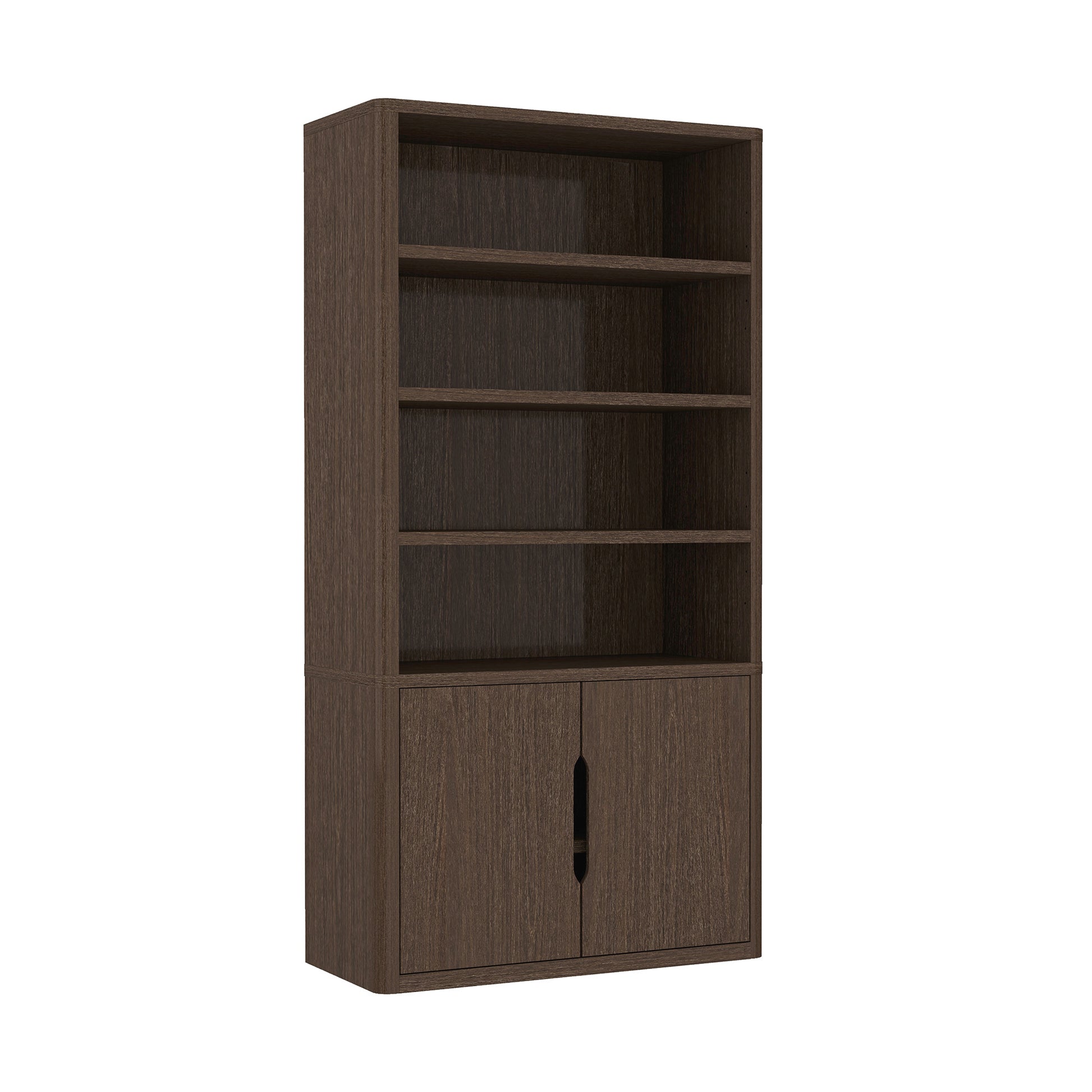 Walnut Bookcase Cabinet - 40.2" Storage