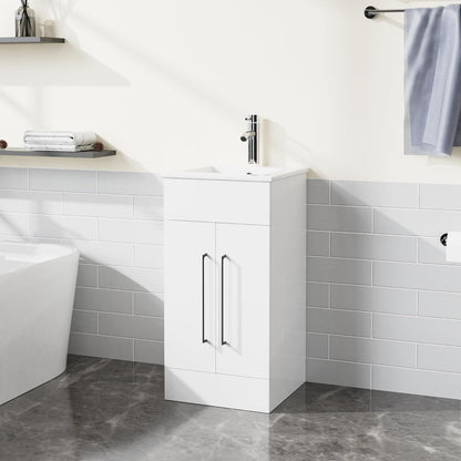 White Ceramic Bathroom Vanity with Storage