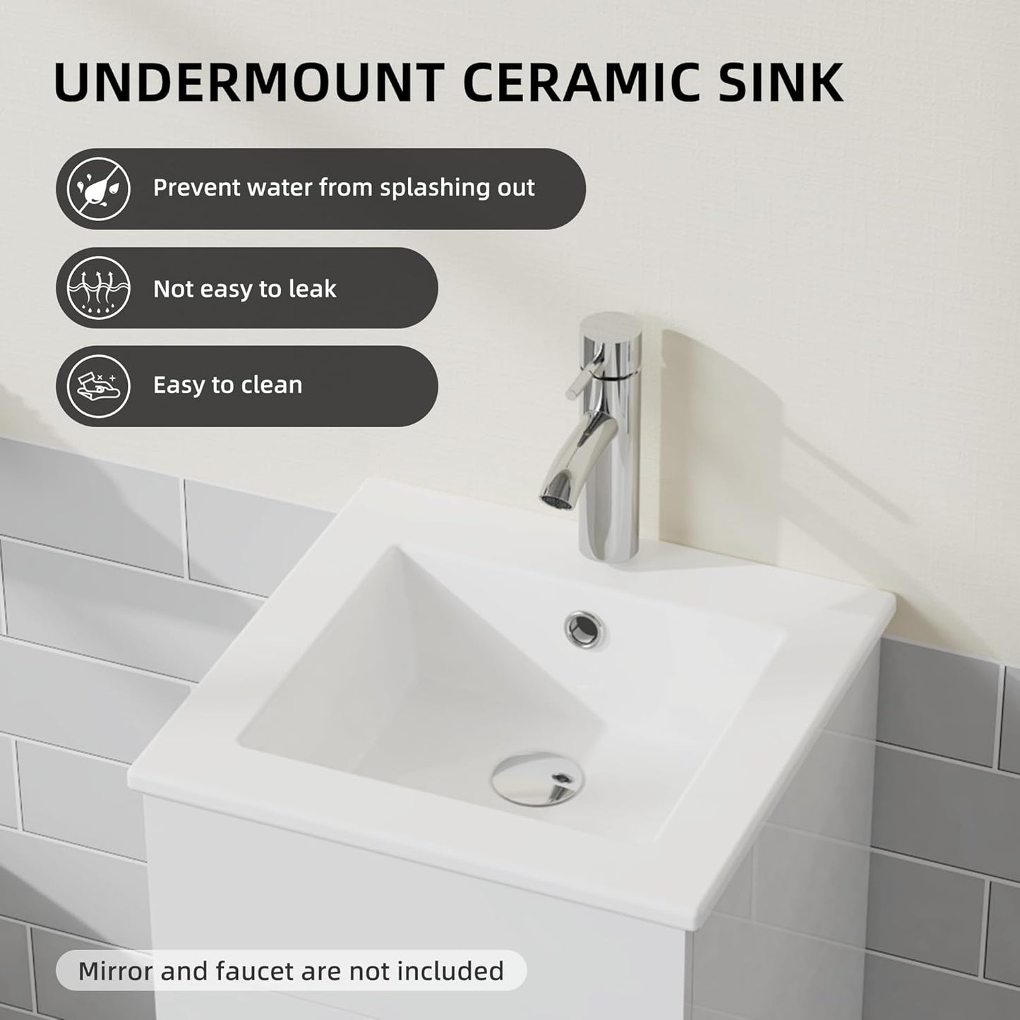 White Ceramic Bathroom Vanity with Storage