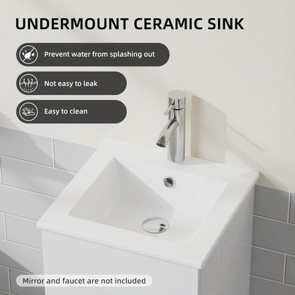 White Ceramic Bathroom Vanity with Storage