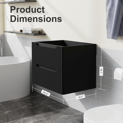 Black MDF Bathroom Vanity Cabinet - 23.6" Floating Storage