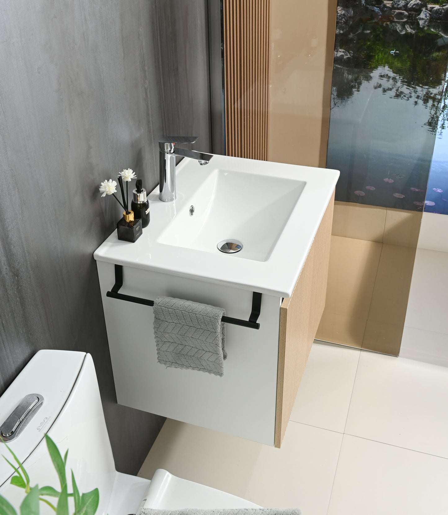 Goodyo 24" Wall-Mount Bathroom Vanity - White & Yellow Storage Combo