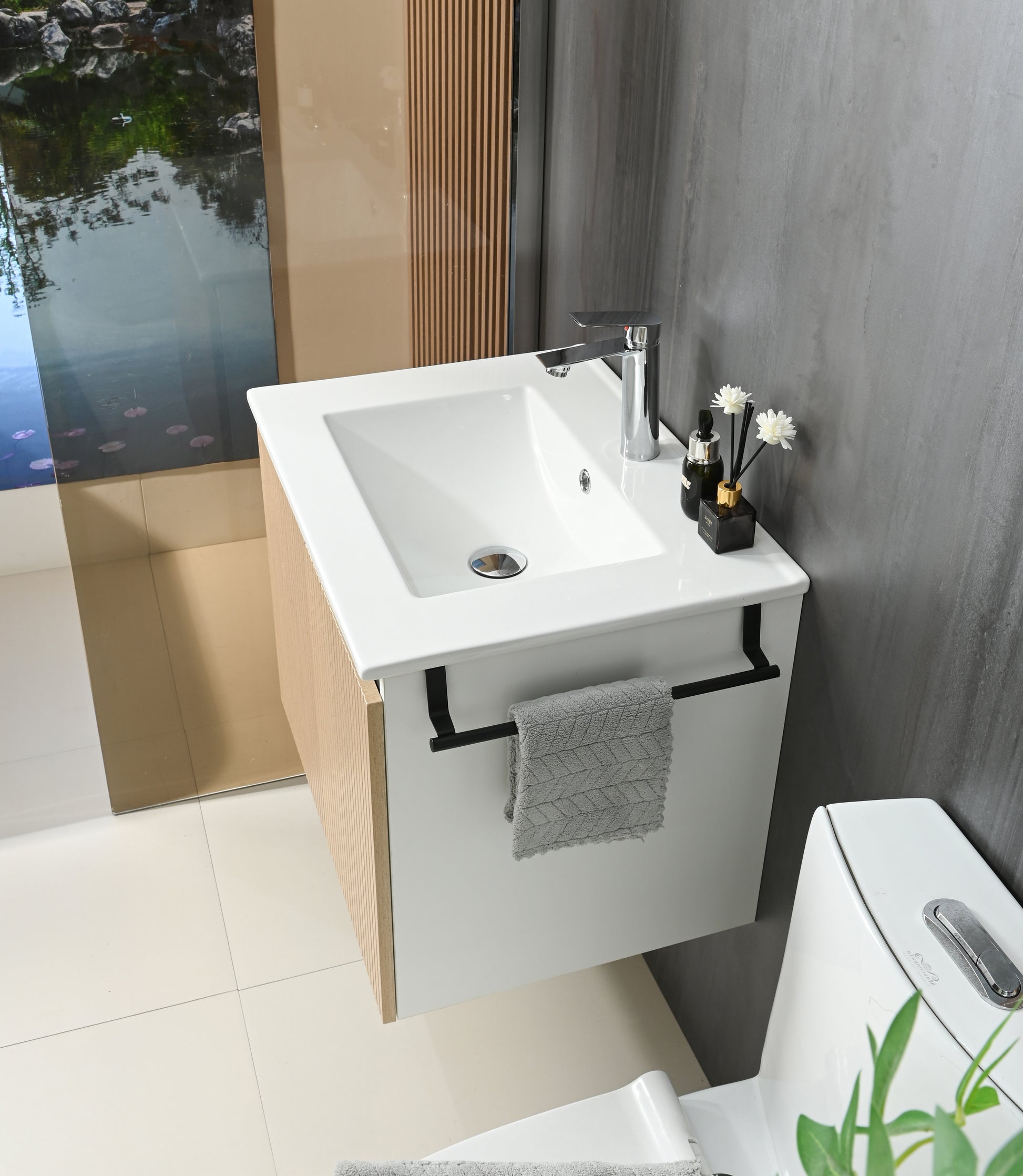 Goodyo 24" Wall-Mount Bathroom Vanity - White & Yellow Storage Combo