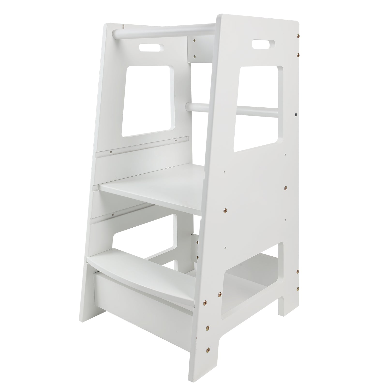 ECOMEX Toddler Standing Tower for Kitchen, Step Stool for Kid's Adjustable Height Learning Stool, Removable Anti-Drop Safety Rail Stool for Bedroom, Bathroom, White