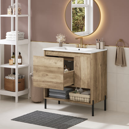 30" Modern Wood Bathroom Vanity with Sink - Storage Cabinet