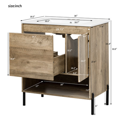 30" Modern Wood Bathroom Vanity with Sink - Storage Cabinet