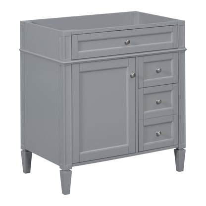 30" Grey Bathroom Vanity - Storage Cabinet with 2 Drawers, MDF & Wood