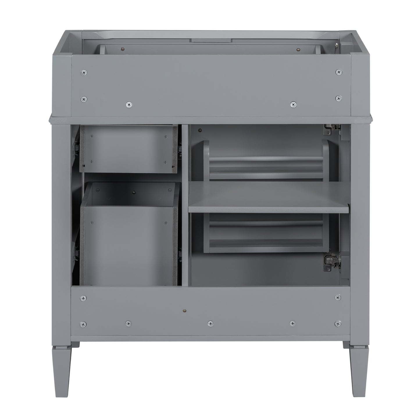 30" Grey Bathroom Vanity - Storage Cabinet with 2 Drawers, MDF & Wood