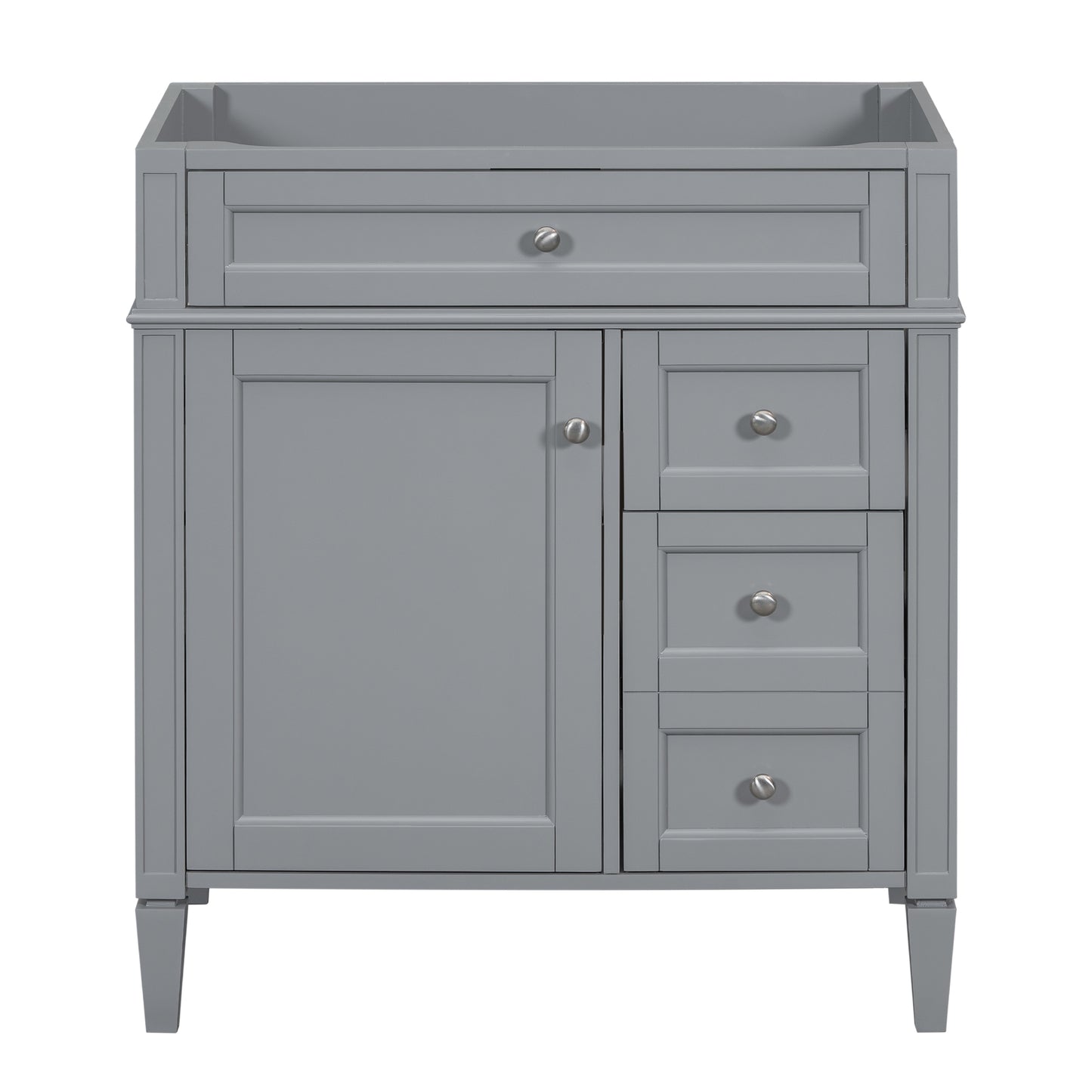 30" Grey Bathroom Vanity - Storage Cabinet with 2 Drawers, MDF & Wood