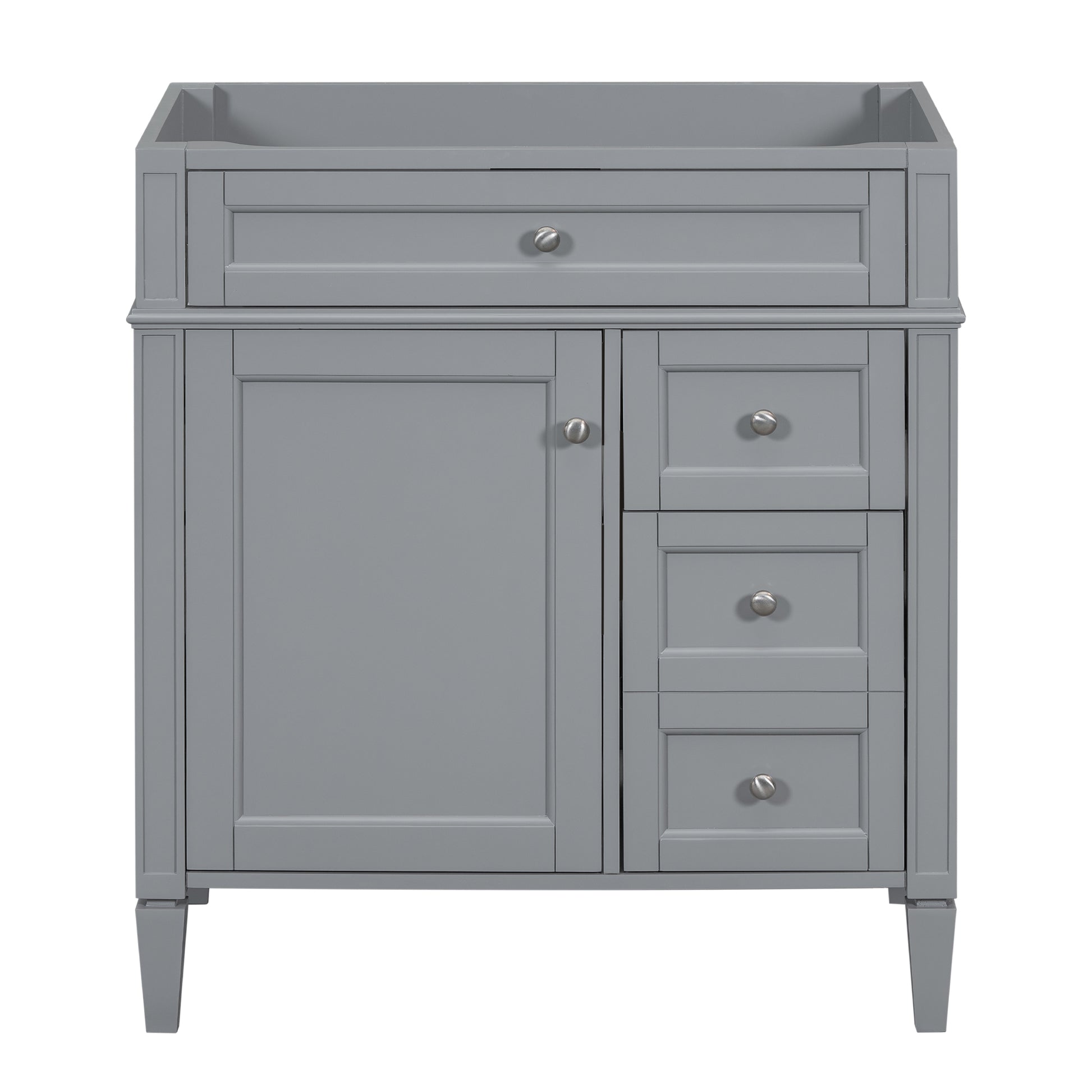 30" Grey Bathroom Vanity - Storage Cabinet with 2 Drawers, MDF & Wood