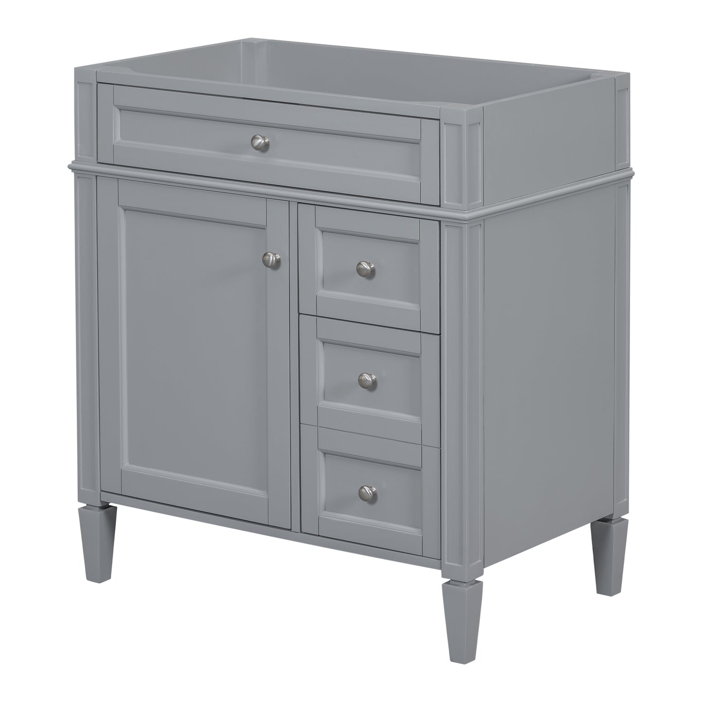 30" Grey Bathroom Vanity - Storage Cabinet with 2 Drawers, MDF & Wood