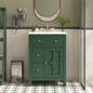 24" Modern Bathroom Vanity with Ceramic Basin, Restroom Basin Cabinet with 2 Drawers, Small Bathroom Cabinet with Soft-Closing Door