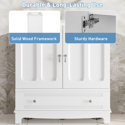 30" White Bathroom Vanity - Ceramic Sink Storage