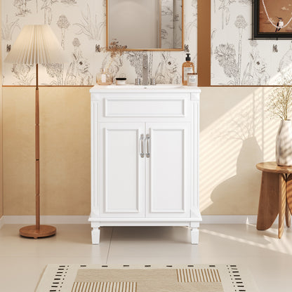 Modern 24 inch Bathroom Vanity Cabinet with Solid Wood MDF