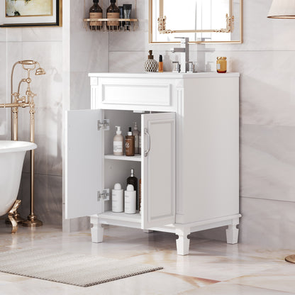 Modern 24 inch Bathroom Vanity Cabinet with Solid Wood MDF