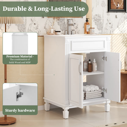 Modern 24 inch Bathroom Vanity Cabinet with Solid Wood MDF