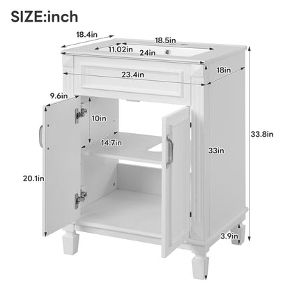 Modern 24 inch Bathroom Vanity Cabinet with Solid Wood MDF