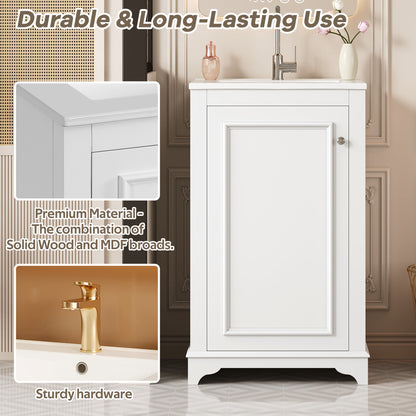 White Ceramic Bathroom Vanity - 20" x 18.4" Modern Sink