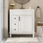30" Bathroom Vanity with Ceramic Sink, Small Bathroom Sink Cabinet, Modern Cabinet with 2 Drawers and Adjustable Shelf