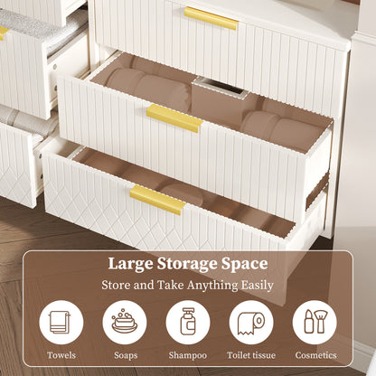 White Wall Mounted Bathroom Cabinet - Storage & Sink Combo