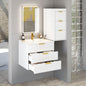 24inch Wall Mounted Floating Cabinet with Side Cabinet Combo, Rectangular Vanity, Small Bathroom Sink With Single Faucet Hole and Overflow, Modern Bathroom Cabinet with Ceramic Basin Sink