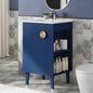 20-inch Bathroom Vanity with Ceramic Sink, Freestanding Single Vanity Set with Soft Closing Door, Chic Half-Moon Pulls, French Style, Blue