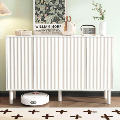 Minimalist White Shoe Cabinet - 5 Solid Wood Legs, Adjustable Shelves