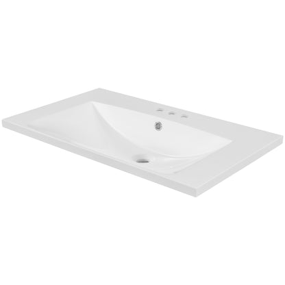 30" Single Bathroom Vanity Top with White Basin, 3-Faucet Holes, Ceramic, White(Old SKU:WF283479AAK)