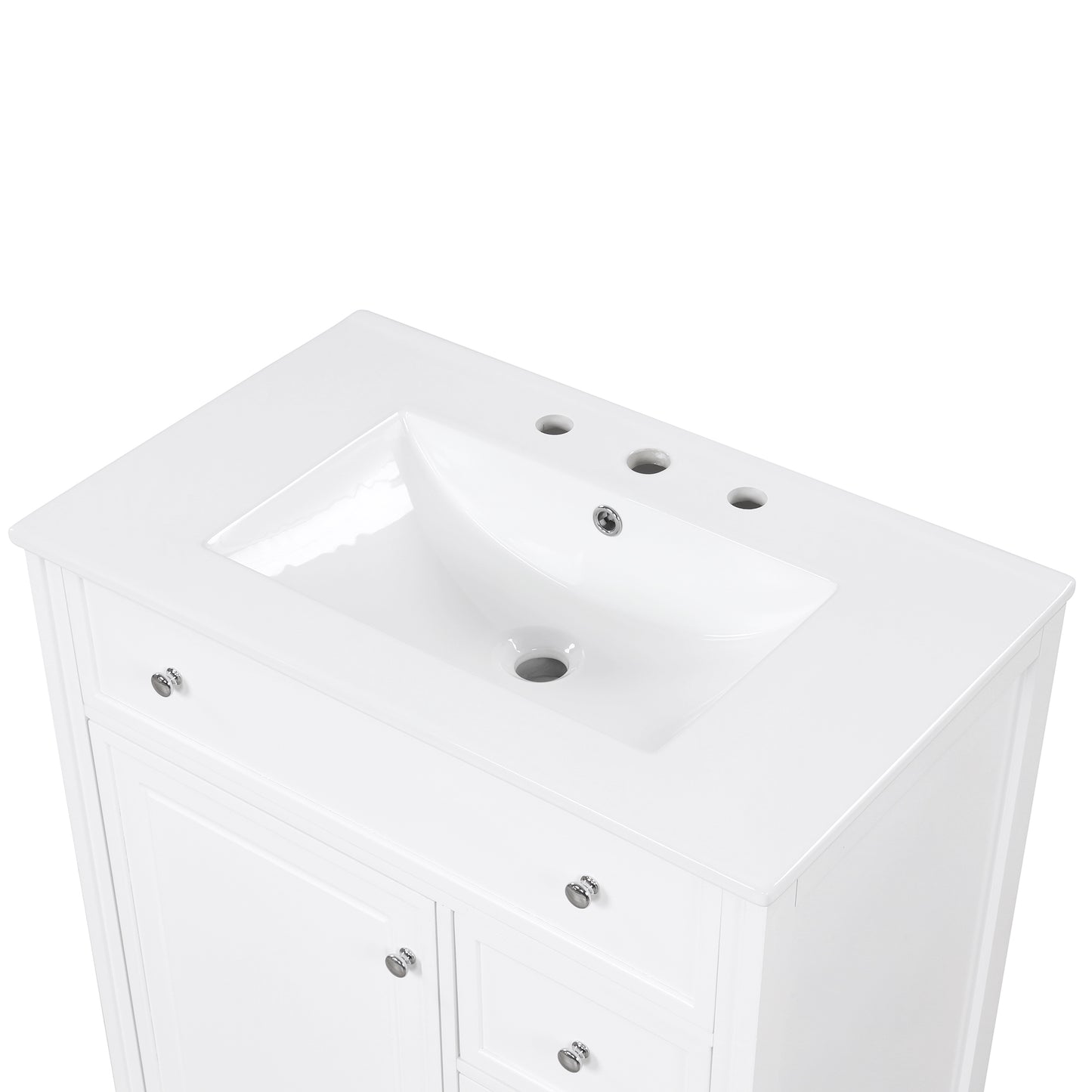 30" White Bathroom Vanity with Sink & Storage