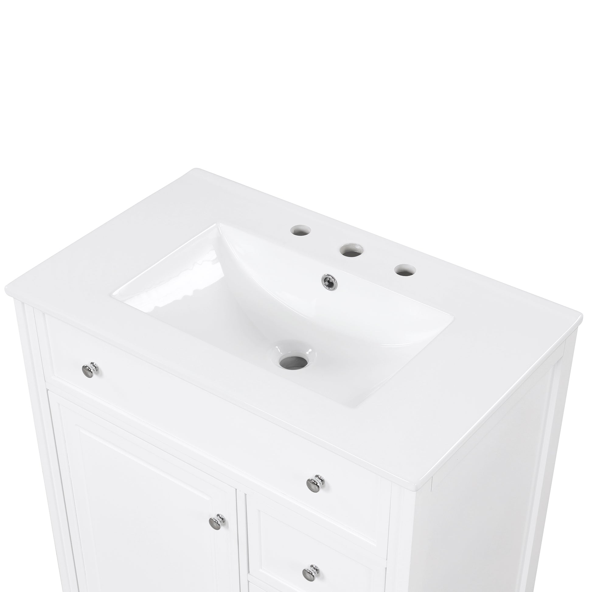 30" White Bathroom Vanity with Sink & Storage