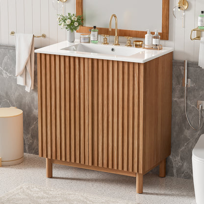 Traditional Wood Bathroom Vanity - 29.9" Storage