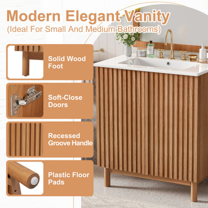 Traditional Wood Bathroom Vanity - 29.9" Storage